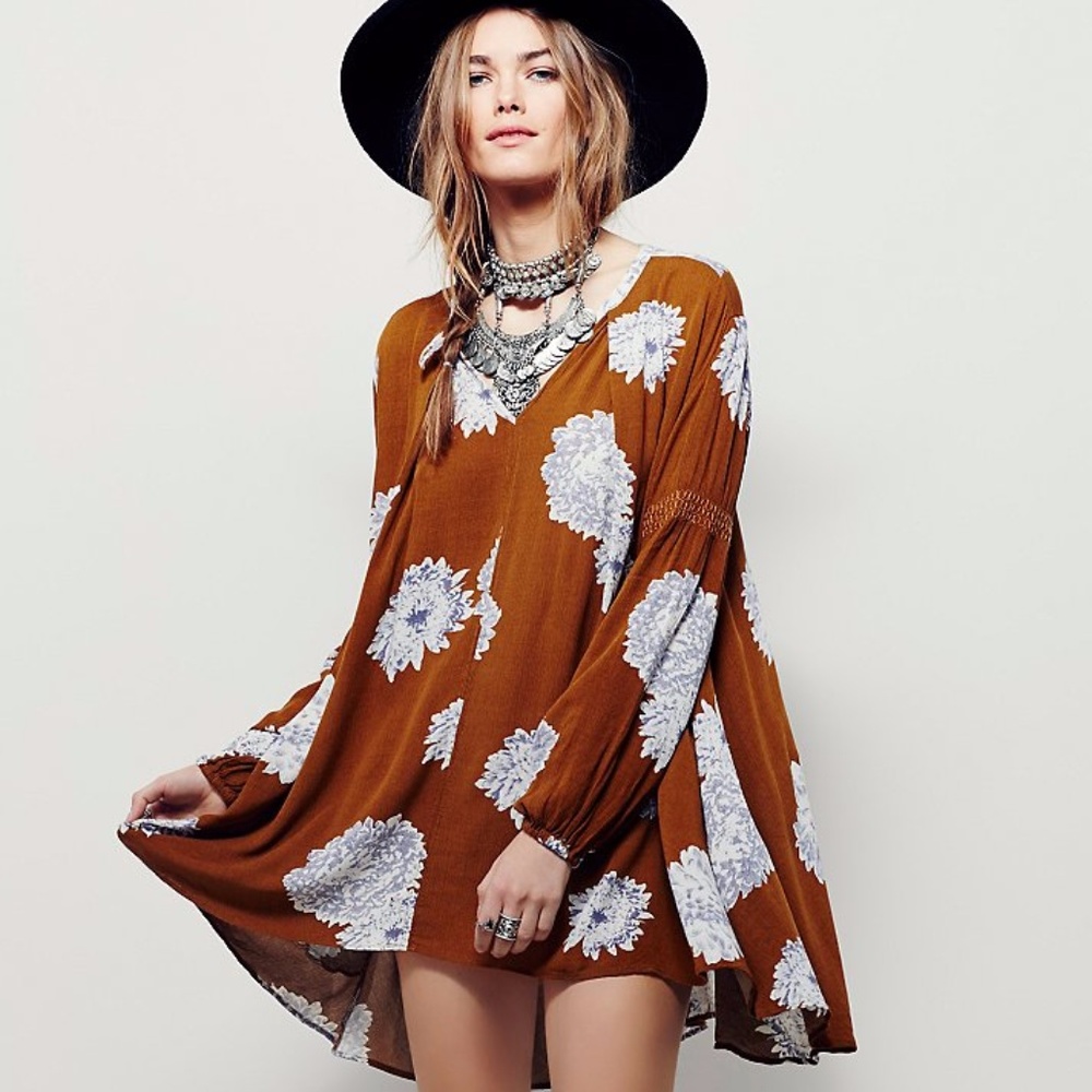 Free People Metallic Tree Swing Printed Tunic